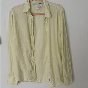 J. Crew Slim Light Yellow Linen Top
